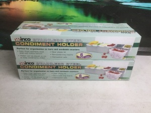 Lot of (2) Winco Stainless Steel 6 Compartment Condiment Holders - New/Unopened