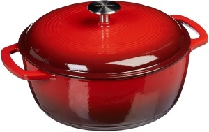 Amazon Basics Enameled Cast Iron Covered Dutch Oven, 6-Quart, Red - New/Unopened