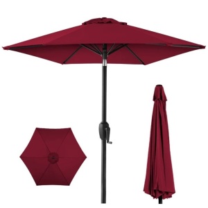 Outdoor Market Patio Umbrella w/ Push Button Tilt, Crank Lift - 7.5ft 