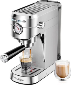 CASABREWS Espresso Machine 20 Bar, Professional Espresso Maker with Milk Frother Steam Wand, Compact Coffee Machine with 34oz Removable Water Tank for Cappuccino, Latte, Gift for Dad or Mom 