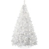 Pre-Lit Hinged Artificial White Pine Christmas Tree w/ Lights, Metal Stand 9ft