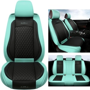 GIANT PANDA Full Set Car Seat Covers Luxury Faux Leatherette Seat Cushions Covers for 5-Seater Models, Fit Most Cars SUV Pick-up Trucks (Mint Blue)