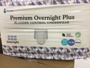 Premium overnight plus bladder control underwear s/m 20 count case of 4