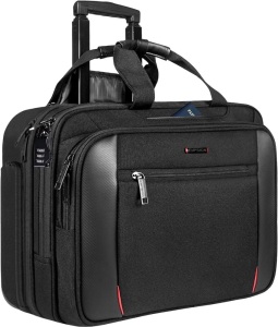 EMPSIGN Rolling Briefcase Laptop Bag,17.3" Computer bag with wheels, Water Repellent Travel Roller Underseat Bag with RFID Blocking Pocket,Rolling Work Bags for women/men -Black 