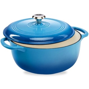 Cast-Iron Dutch Oven Kitchen Cookware w/ Enamel, Handles - 6qt 14"(L) x 11.25"(W) x 7.5"(H)