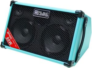 Coolmusic BP40D Powered Acoustic Guitar Amplifier, Portable Bluetooth Speaker 80W w/Battery with Reverb Chorus Delay Effect, 6 Inputs, 3 Band EQ, Blue 