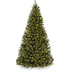 Pre-Lit Artificial Spruce Christmas Tree w/ Foldable Metal Base 6ft