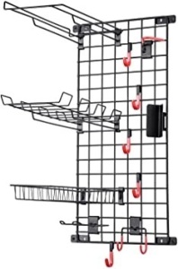 Mythinglogic Wall Mount Garage Storage Rack with Bike Storage Hook, Hanging Hooks and Basket - New