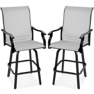 Set of 2 Swivel Barstools w/ 360 Rotation, All-Weather Mesh 