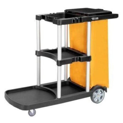 TUFFIOM 500lbs 3-Shelf Janitorial Cart with 22 Gallon Zippered Vinyl Bag & Cover