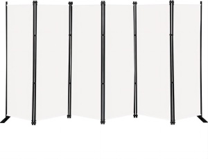 MAYOLIAH 6 Panel Folding Privacy Screen 9ft Wide, 6ft Tall Partition Room Divider Portable Office Walls Dividers Panel, White 