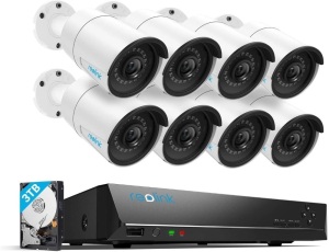 Reolink 4MP 16CH PoE Video Surveillance System, 8 Wired Outdoor 1440P PoE IP Cameras, 5MP 16-Channel NVR with 3TB HDD for  24/7 Recording, RLK16-410B8 - Appears New 