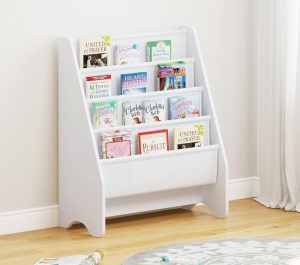 UTEX Kids Sling Bookshelf, Magazine/Book Rack,Book Organizer (White)