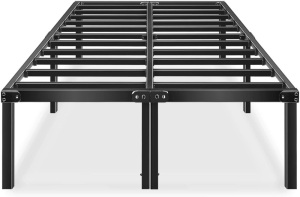 HAAGEEP 18 Inch Queen Bed Frame No Box Spring Needed High Platform Bedframes with Storage Size Black Metal