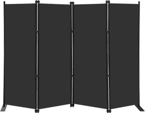 MAYOLIAH 4 Panel Room Divider Screen 6Ft Tall Foldable Privacy Dividers Indoor Wall Partition Room Separator Black