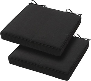 Magpie Fabrics 18"x18"x2.5" Square Corner Seat Cushion, 2 Pack, Indoor/Outdoor Waterproof Weather Resistant Universal Seat Cushions Chair Pads, for Patio Garden Dining Office Floor (Black) 