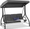 3-Seat Outdoor Canopy Swing Glider Furniture w/ Converting Flatbed Backrest