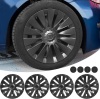 for Tesla Model Y Wheel Covers: 19 Inch Tesla Model Y Hubcaps All Inclusive Tesla Hub Caps Replacement Accessories for 2019-2023 Matte Black 4Pack
