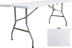 JingPieCle 6 Foot Folding Table 6ft Portable Plastic Table with Handle, Fold in Half Heavy Duty Lightweight Home Utility Table, Indoor Outdoor 6' Folding Card Tables for Party, Picnic, Dining（6ft） 