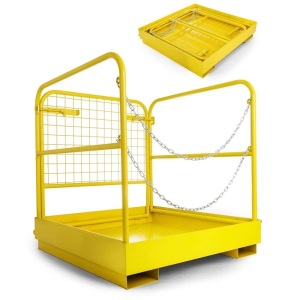 VEVOR 36" x 36" Forklift Safety Cage Work Platform Collapsible Lift Basket Aerial Rails - Appears New with Cosmetic Damage 