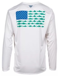 Columbia Terminal Tackle PFG Fish Flag Long-Sleeve Shirt for Men, White/Vivid Blue,  3XL - New