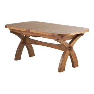 Hercules 6' x 3'3" Natural Solid Oak Extending Crossed Leg Dining Table - Cracked Piece