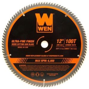 Lot of (2) WEN BL1200 12-Inch 100-Tooth Carbide-Tipped Ultra-Fine Finish Professional Woodworking Saw Blade for Miter Saws and Table Saws