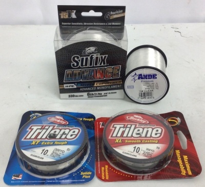 Lot of (4) Fishing Line, Berkley, Sufix and Ande - E-Commerce Returns