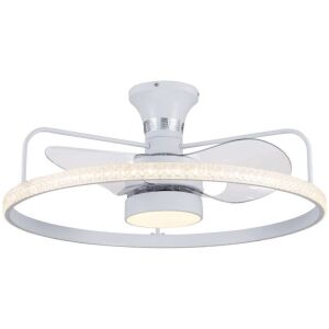 26" Round Ceiling Fan with LED Light, 3-Color Dimmable, 3 Speed