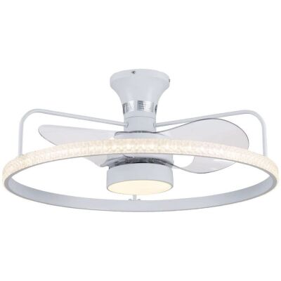 26" Round Ceiling Fan with LED Light, 3-Color Dimmable, 3 Speed