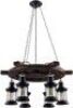 6-Light Wooden Ship Steering Wheel Hanging Light Fixture&nbsp;