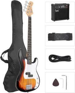 GLARRY Full Size Electric Bass Guitar with 20W AMP