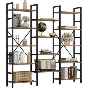 Triple Wide 5 Tier Industrial Bookcase 