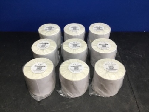 Lot of (9) Direct Thermal Labels, 4" x 6", 450 Labels/Roll - Appear New