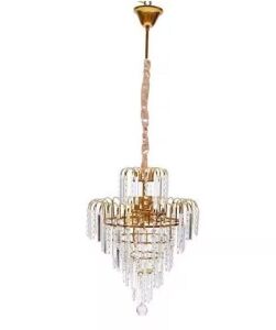 4-Light Modern Crystal Round Gold Pendant Light with K9 Crystal Shade 