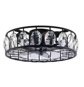 18 in. Indoor 4-Light Black Caged Semi Flush Mount Ceiling Fan with Light Kit and Remote Control 3-Speed