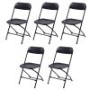 VINGLI Portable Plastic Folding Chair with Steel Frame, 350lb Capacityl, 5 Pack - 1 Chair Missing Foot Caps