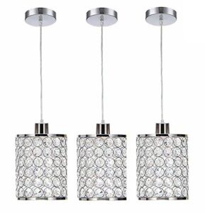 Modern Style Chrome Crystal Ceiling Pendant Lighting, 3 Pack 