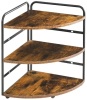 IBUYKE Corner Shelf, Kitchen Counter Organizer, Spice Rack, Bathroom Vanity Trays, 3-Tier Bedside Shelf for Small Spaces,Cosmetic Storage Perfume Holder, Adjustable Height, Rustic Brown