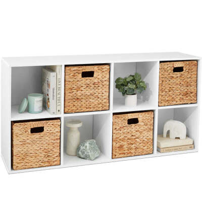 8-Cube Bookshelf, 11in Storage Display w/ Removable Panels, Customizable