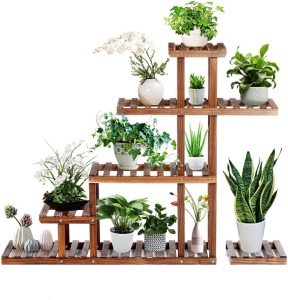 TOOCA 5 Tier Stylish Wood Plant Stand - E-Comm Return, Appears New 