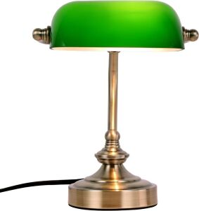 FIRVRE Glass Bankers Desk Lamp Classic Retro Bronze Finish