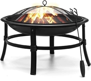 KingSo 26" Outdoor Fire Pit with Mesh Spark Screen - Appears New 