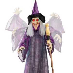 Wicked Wanda Standing Animatronic Witch with Sounds, LED Eyes - 5ft 