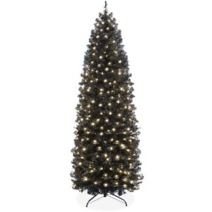 6' Pre-Lit Black Artificial Pencil Holiday Tree 