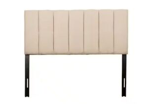 CorLiving Helena Adjustable Cream Full Upholstered Headboard with Channel Tufting