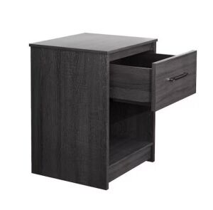 Gymax Nightstand with Drawer Storage Shelf Black 