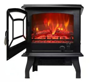 17 in. 1400-Watt Freestanding Electric Fireplace in Black 