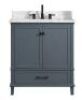 Merryfield Single Sink Freestanding Bath Vanity in Dark Blue-Grey w/ White Carrara Marble Top&nbsp;