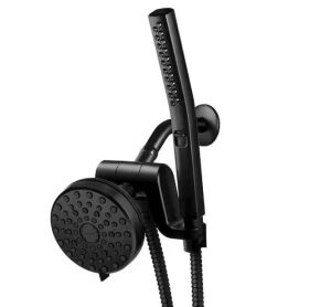 Waterpik 12-Spray High Pressure 1.8 GPM 5 in. Wall Mount Dual Shower Head and Handheld Shower Head in Matte Black